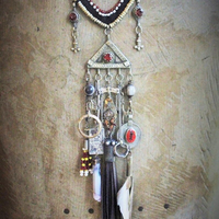 The Journey Necklace w/Antique Kuchi Gypsy Findings,Sterling The Chariot Tarot Medal,Antique Sterling Found Child's Ring +Much More!