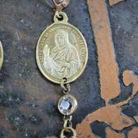 Rare Antique Our Lady of the Mountain of the Sun Medal Earrings w/Antique Notre Dame de Soleilmont Matching Medals,Antique Tassels+More