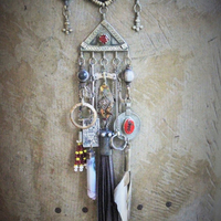 The Journey Necklace w/Antique Kuchi Gypsy Findings,Sterling The Chariot Tarot Medal,Antique Sterling Found Child's Ring +Much More!