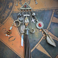 The Journey Necklace w/Antique Kuchi Gypsy Findings,Sterling The Chariot Tarot Medal,Antique Sterling Found Child's Ring +Much More!