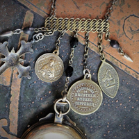 The Anaphora Necklace w/RARE Antique Sterling 18k Vermeil Engraved Maltese Cross & Crown of Thorns Eucharist Pyx,Antique Penin Medal+++