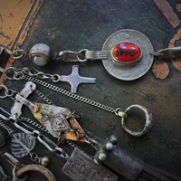 The Journey Necklace w/Antique Kuchi Gypsy Findings,Sterling The Chariot Tarot Medal,Antique Sterling Found Child's Ring +Much More!