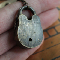 He Made the Key Necklace w/Tiny Antique Padlock & Original Key,Antique Keyhole Finding,Antique French Medals,Antique Muff Chain Crystals+ 