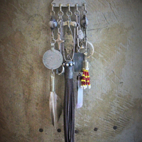 The Journey Necklace w/Antique Kuchi Gypsy Findings,Sterling The Chariot Tarot Medal,Antique Sterling Found Child's Ring +Much More!