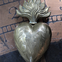 SOLD TO M Antique French Ex Voto Frame with 15 Hooks for Rosaries and/or Necklaces - includes Marian Ex Voto Locket 