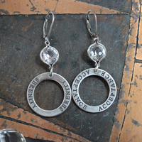 Your Destiny Necklace Set w/Sterling Engraved Values Findings,Multiple Faceted Crystal Drops,MOP Beads,Sterling Chains,Sterling Earring Wires