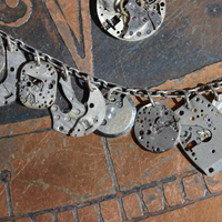 It is Time Bracelet & Earring Set with Antique Time Piece Findings, Antique Working Bucherer Mechanical Bubble Watch,Sterling Chain & Earring Wires