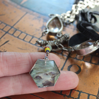 SOLD to J Endless Ocean Necklace with Faceted Rock Quartz Drops,,Sterling Bezel Set Faceted Rock Quartz, Sterling Link Chain,Multi Color Seed Bead Tassel