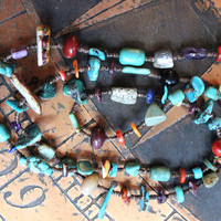 Mind, Body, Spirit Necklace Set w/Sterling Capped Water Clear Quartz Point,Butter Soft Leather Tassel & Amazing Antique Indian Beads