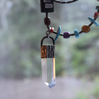 Mind, Body, Spirit Necklace Set w/Sterling Capped Water Clear Quartz Point,Butter Soft Leather Tassel & Amazing Antique Indian Beads