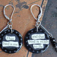 That Bird is Me Earrings with Sterling Capped Raven Feathers,Unique Onyx Findings,Sterling Earring Leverbacks