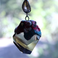 SOLD to J Where you Are Necklace with Uniquely Capped Freeform Smoky Quartz Pendant, Faceted Smoky Quartz Stone,Leather Ties
