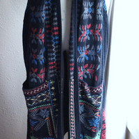 NEW! Vintage Biya by Johnny Was Long Embroidered Open Front Vest with Front Pockets