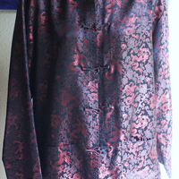 NWOT Authentic Traditional Vietnamese Red and Black Dragon Brocade and Frog Closure Jacket 