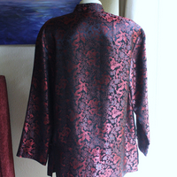NWOT Authentic Traditional Vietnamese Red and Black Dragon Brocade and Frog Closure Jacket 
