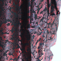 NWOT Authentic Traditional Vietnamese Red and Black Dragon Brocade and Frog Closure Jacket 