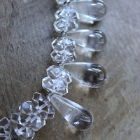 NEW! When you Can't Find the Words Necklace with Polished Clear Rock Quartz Tear Drops, Faceted Rock Quartz Crystal Beads, Sterling Chain
