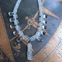 NEW! When you Can't Find the Words Necklace with Polished Clear Rock Quartz Tear Drops, Faceted Rock Quartz Crystal Beads, Sterling Chain