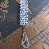 NEW! When you Can't Find the Words Necklace with Polished Clear Rock Quartz Tear Drops, Faceted Rock Quartz Crystal Beads, Sterling Chain