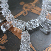 NEW! When you Can't Find the Words Necklace with Polished Clear Rock Quartz Tear Drops, Faceted Rock Quartz Crystal Beads, Sterling Chain