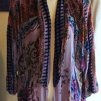 NEW! RARE Vintage Hand Dyed Silk Velvet URU Duster with Shawl Collar, Patch Pockets