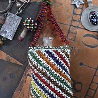 A Tale of Love Necklace with Antique Beaded Glass Vessel,Antique Sterling Snake Ring,Sterling Engraved The Chariot Tarot Card & More!