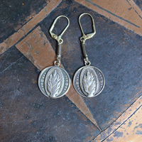 The Power lies Within Earrings with Rare Burning Bush Medals, Vintage Bar Link Connectors & Leverback Earring Wires