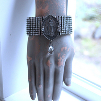 All  Around Us Bracelet with Multi Row Sterling White Zircon Bracelet, Rare Master Engraved Flaming Sacred Heart Sterling Nun's Cross & More!