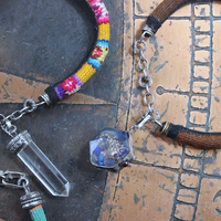Set of 5 Woven Serape Textile & Sterling Stacking Bracelets with Multiple Drops & Dangles - lots of Sterling & Unique Pieces!