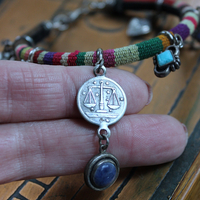 Set of 5 Woven Serape Textile & Sterling Stacking Bracelets with Multiple Drops & Dangles - lots of Sterling & Unique Pieces!