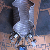 The Heirophant Wide Sterling Weave Cuff Bracelet with Heart Shaped Glass Pillars of Creation,Sterling Engraved Heirophant Medal, Sterling Stars & More!