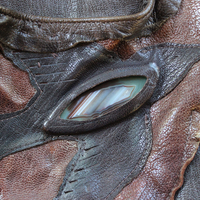 Rare Vintage Free Bird Sweet Smoke Leather Bag with Polished Agate, Fringe and Front Pocket