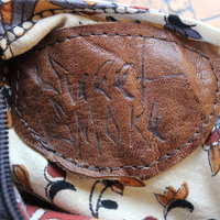 Rare Vintage Free Bird Sweet Smoke Leather Bag with Polished Agate, Fringe and Front Pocket