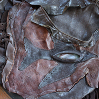 Rare Vintage Free Bird Sweet Smoke Leather Bag with Polished Agate, Fringe and Front Pocket