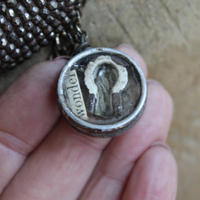 The Art of Becoming Necklace with Rare Antique Faceted Cut Steel Crescent Moon, Antique Compass & 4 Unique Antique Dangles