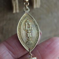 The Renewal Necklace w/Rare Antique Gilt St. Anthony Medal,Pave Diamond Findings,Antique Foxtail Chain Tassels,Unique Goldfill Chain,14K Gold Clasp