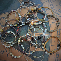 17 Stacking Artisan Gypsy Bangle Bracelets- Dozens of Beads,Unique Findings & Draping Chains!