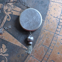 Rare Gem Collection Necklace with 9 Faceted Gemstones,Antique Pocket Watch Case, Sterling Belcher Chain and Sterling Tassel