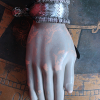 How to Fly Bracelet with Old Sterling Cuff, Sterling Cross, Raven Wing,Glass Quote Vessel & Sterling Capped Bead