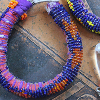 Set of 6 Authentic Tribal Seed Bead Bracelets with Various Drops & Dangles