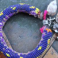 Set of 6 Authentic Tribal Seed Bead Bracelets with Various Drops & Dangles