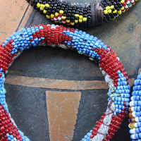 Set of 6 Authentic Tribal Seed Bead Bracelets with Various Drops & Dangles