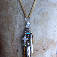 NEW! One Life Before You Necklace with Unique Painted Carved Bone Feather, Cross, Premium Distressed Leather Ties, Sterling Chain & More!