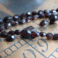 The Winds of your Soul Necklace with Amazing Faceted Almandine Garnet, Cast Bird Wing, Holy Spirit Dove & Puffy Heart Medal