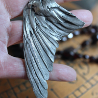 The Winds of your Soul Necklace with Amazing Faceted Almandine Garnet, Cast Bird Wing, Holy Spirit Dove & Puffy Heart Medal