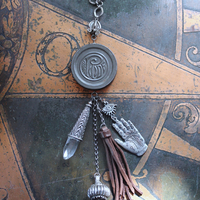 NEW! The Other Eye Necklace with Unusual Antique Pocket Watch Container, Sterling Findings,Vintage Palmistry Medal, All Seeing Eye Connector & More!