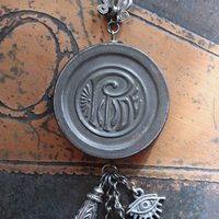 NEW! The Other Eye Necklace with Unusual Antique Pocket Watch Container, Sterling Findings,Vintage Palmistry Medal, All Seeing Eye Connector & More!