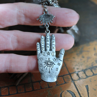 NEW! The Other Eye Necklace with Unusual Antique Pocket Watch Container, Sterling Findings,Vintage Palmistry Medal, All Seeing Eye Connector & More!