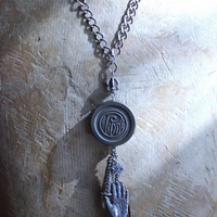 NEW! The Other Eye Necklace with Unusual Antique Pocket Watch Container, Sterling Findings,Vintage Palmistry Medal, All Seeing Eye Connector & More!