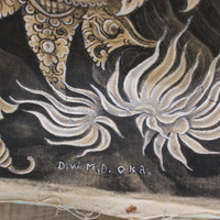 Signed Painting by Renowned Bali Artist I Dewa Made Oka Wiri - most likely of the Barong Lundung legend